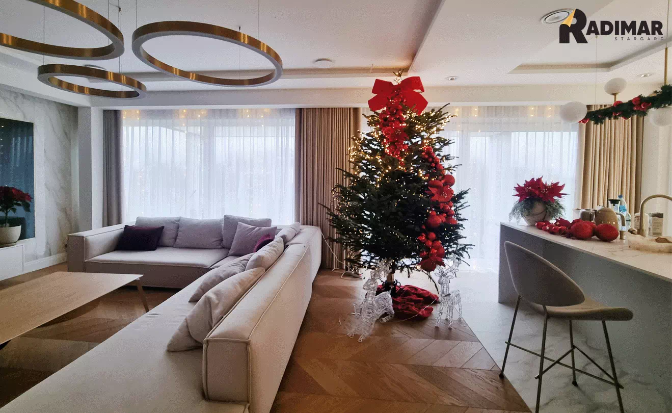 firany i zasłony na wymiar do dużego nowoczesnego salonu